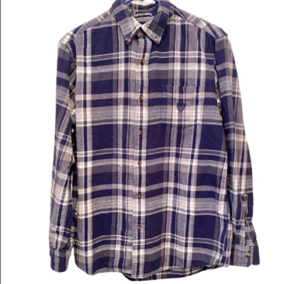 CHAPS Brushed Flannel Plaid Shirt Size Medium Blue - Picture 1 of 5